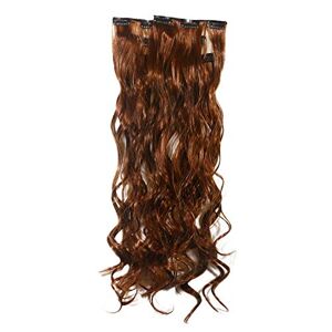 vtrem 5 Bandes 16 Clips Extensions A Clips Cheveux Naturels Résistant À La Chaleur Hair Extension Volume Longue Cheveux Frisés Bouclés -55cm -124g [Jaune] - Publicité