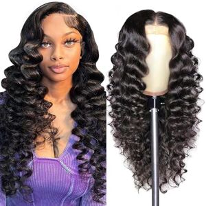 BLISSHAIR 4x4 Lace Closure Wig Perruque Bresilienne Deep Wave Curly Cheveux Human Hair Brésilienne Wig Femme Naturelle (16 pouces) - Publicité