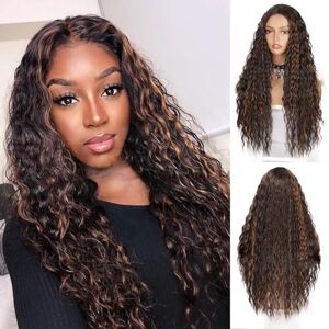 RLEHJN Perruque Femme Naturelle Cheveux Humains Brésilien Curly 13x4 Lace Front Wigs Human Hair Perruque Cheveux Humain Perruque Femme Naturelle Bouclée Ligne de Cheveux Naturelle 180% (26in-A) - Publicité