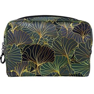 NigelMu Trousse de Maquillage pour Femme,Petite Trousse de Maquillage pour Sac à Main,Feuilles de Ginkgo,Sac cosmétique de Voyage,Trousse de Maquillage - Publicité