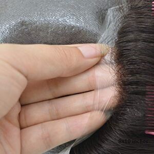 Hair Notion Hairnotion Toupet pour homme super mince peau Perruque invisible 8x10 pouces noir 1# système de remplacement de cheveux humains - Publicité