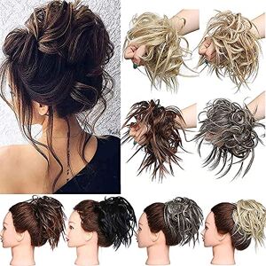 Rich Choices XXL Postiche Cheveux En Caoutchouc Chouchou Chignons VOLUMINEUX Bouclés Ou Chignon Décoiffé Extension a clip Cheveux Naturel Blond de cendre à blond de blanchiment - Publicité