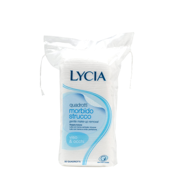 lycia quadrotti morbidi struccanti 100% cotone 50 pezzi