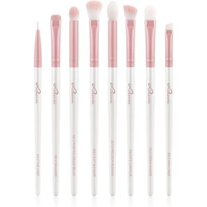 Luvia Cosmetics Prime Vegan All Eye Want brush set for the eye area Candy (Pearl White / Rose) 8 pc