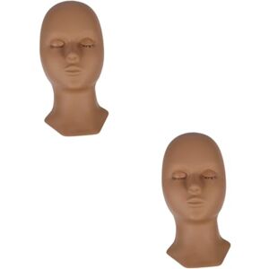 Didiseaon 2 Pcs Human Head Eyelashes Teaching Silica Gel Rubber Head Hair