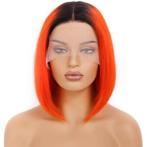 ZBYXPP T Part Lace Front Wigs, 150 Density HD Lace Frontal Wig Glueless 13X4x1 Closure 10-28 Inch Human Hair(1Borange,14in(35cm))