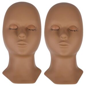 DOITOOL 2 Pcs Human Head Eyelashes Teaching Silica Gel Accessories