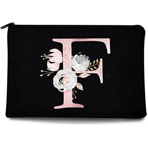 Finding Case 26 Letter Printed Zip Canvas Pouch Makeup Bag Make Up Bag, Cosmetic Travel Bag,Toiletry Bag,Organizer Bags,Toiletry Bags, Bride Bridesmaid Bag,Pencil Bag,Wash Bag,Coin Purse (Pink Flower F)