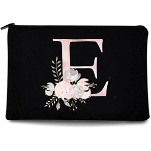 Finding Case 26 Letter Printed Zip Canvas Pouch Makeup Bag Make Up Bag, Cosmetic Travel Bag,Toiletry Bag,Organizer Bags,Toiletry Bags, Bride Bridesmaid Bag,Pencil Bag,Wash Bag,Coin Purse (Pink Flower E)