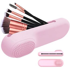 Sunnee Makeup Brush Holder, New Upgrade Portable Make Up Brush Organizer Travel Case, Waterproof and Easy to Clean Cosmetic Brush Covers (Pink)