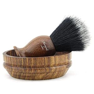 Haryali London Shaving Brush Set Synthetic Hair Shaving Brush and Soap Bowl Elegant Vintage Shaving kit for Men -Eco Friendly Vegan Bristle and Durable Wooden Shaving Set