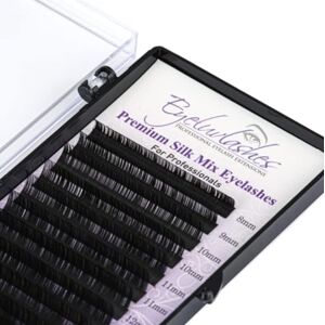 Eyeluvlashes PROFESSIONAL EYELASH EXTENSIONS Eyelash Extension Tray Silk Eyeluvlashes C curl natural curl 12 Lines 3000 Lashes Individual Eyelash Extensions Set Lengths (C Curl 0.15 x 12mm Length)