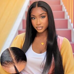 Wig Glueless Real Hair Wig YDDM 5x5 HD Lace 24 Inch Wear and Go Glueless Wig for Black Women Pre Plucked Pre Cut 180% Density Bone Straight Human Hair Wig Glueless Lace Wig Human Hair Ready To Wear