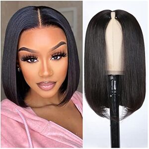 YhOuuA Women Wigs Wig No Leave Out Straight Short Human Hair Wigs for Women Glueless Updated Part Wig Hair Wigs Hair Wig (Size : 150%, Color : 10 inch) (12 inch 150%)