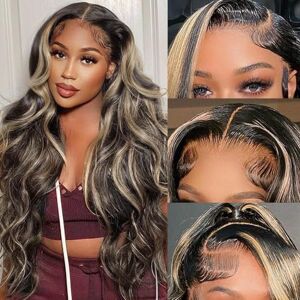 Bele Glueless Wig Human Hair Ombre Wig 1B/27 Body Wave 7x5 HD Lace Closure Wig 180% Density Wear and Go Pre Cut Glueless 12A Remy Human Hair Brazlian Wig Pre Plucked for Beginners 26 inch