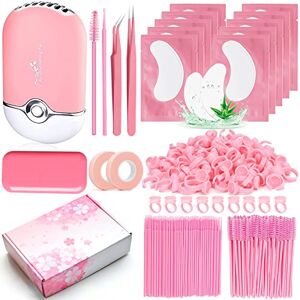 DNSGOOR 266 PCS Eyelash Extension Supplies Kit for Professionals 1 Mini Fan Lash Dryer,Lash Extension Silicone Pad,2 Tweezers,Tapes,10 Under Eye Gel Pads,50 Mascara Brush,100 Micro Applicator,100 Glue Ring