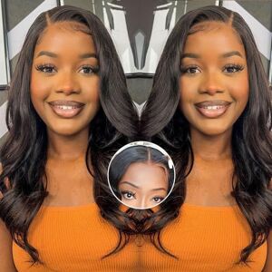 Bele Glueless Wig Human Hair Pre Plucked Pre Cut 7x5 Invisible Secret HD Lace Closure Wig Wear and Go Glueless Wigs 180% Density Brazillian Body Wave Lace Frontal Wigs for Black Women 16 Inch Inch