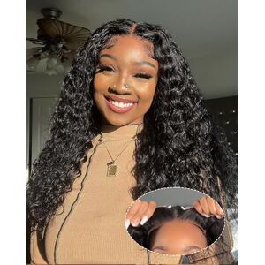 Wear and Go Glueless Human Hair Wig Wig Glueless Water Wave Glueless Wigs Human Hair YDDM 5x5 HD Lace 20 Inch Pre Plucked Pre Cut 180% Density Glueless Lace Wig Human Hair Ready To Wear Wave Wig