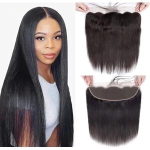 CAJUCA 13x4 Straight Hair Ear To Ear Lace Frontal Closure Human Hair Unprocessed Brazilian Straight Remy Virgin Hair HD Lace Frontal Closure Black Color (Color : 6in)