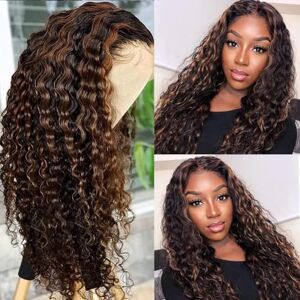 Bele Glueless Wig Human Hair Ombre Wig 1B/30 Water Wave 7x5 HD Lace Closure Wig 180% Density Wear and Go Pre Cut Glueless 12A Remy Human Hair Brazlian Wig Pre Plucked for Beginners 26 inch