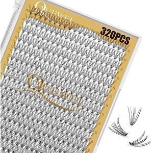 320Pcs Individual Lashes QUEWEL Cluster Lashes 10D D Curl MIX12-18mm Individual Lash Extension Lash Clusters DIY Eyelash Extensions For Home Use (10D 0.10D MIX12-18mm)