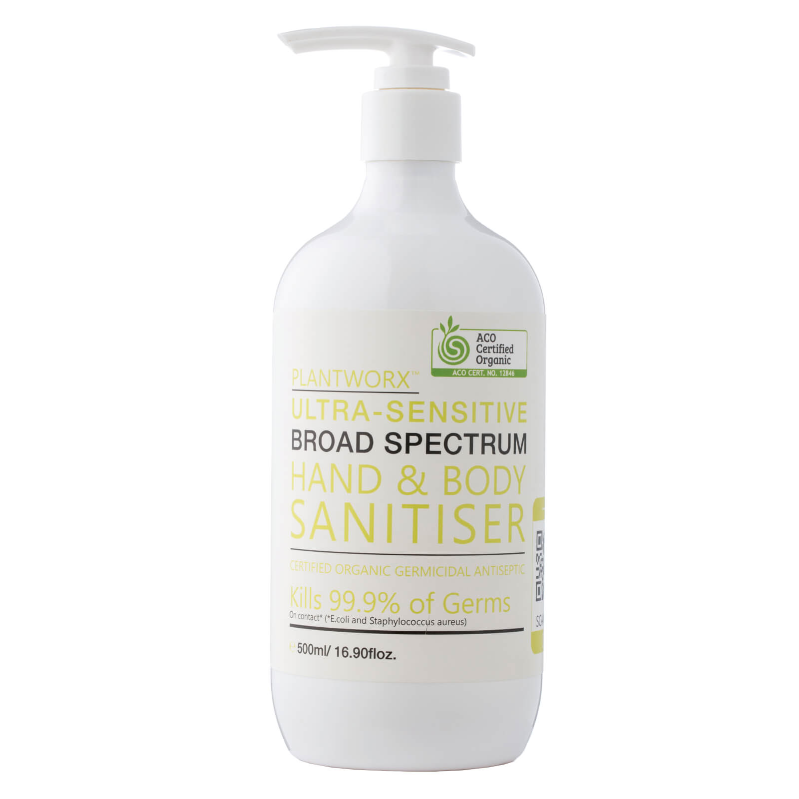 Plantworx Hand & Body Ultra-Sensitive Sanitiser 500ml