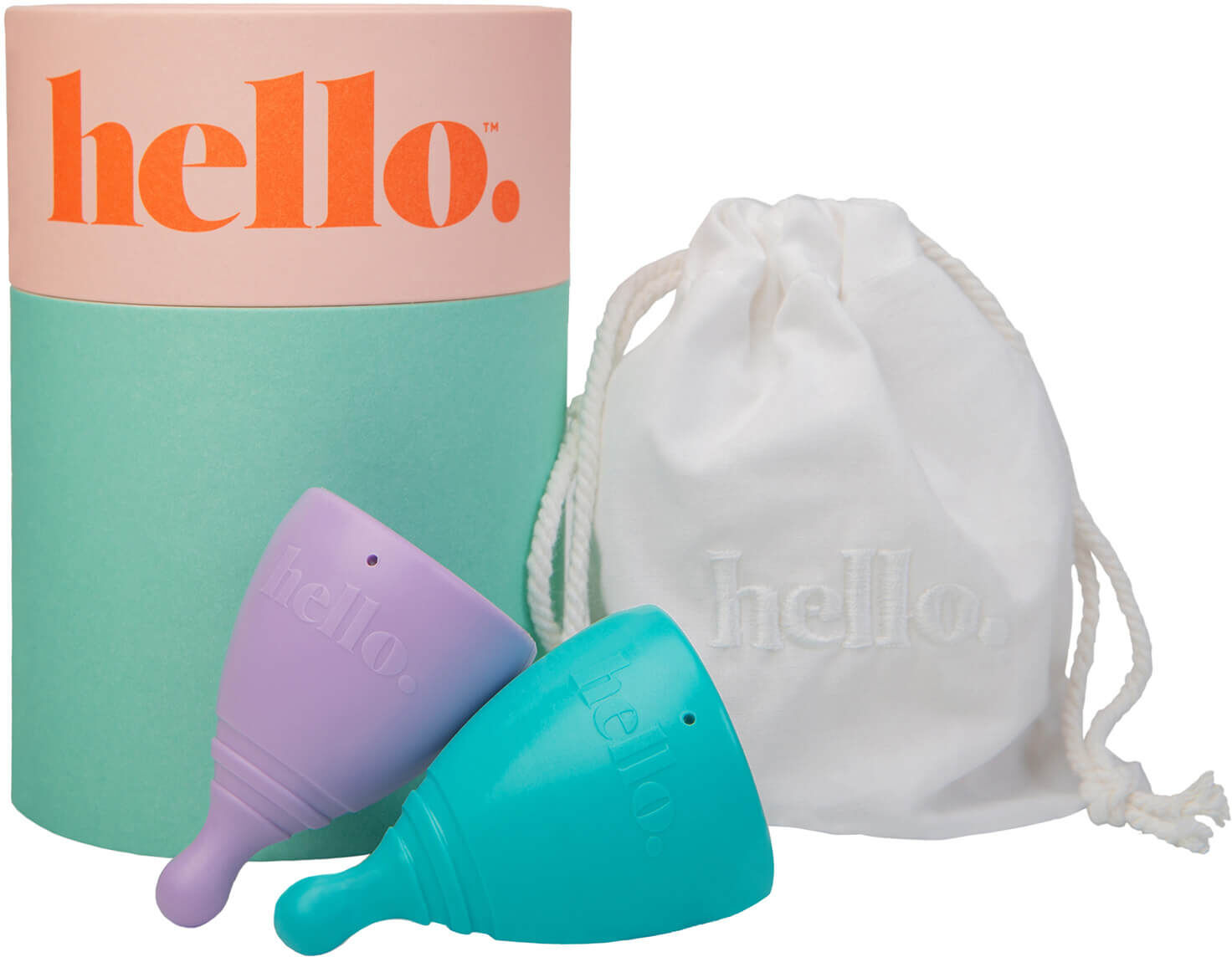 The Hello Cup Menstrual Cup Double Box XS and S-M - Lilac and Blue