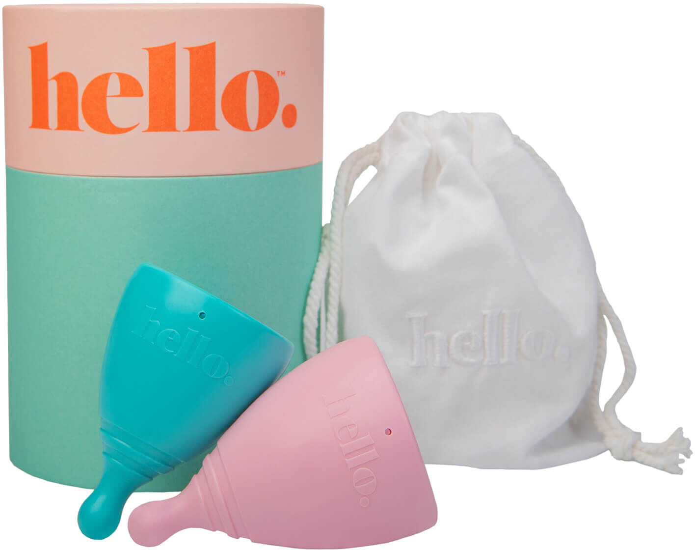 The Hello Cup Menstrual Cup Double Box S-M and L - Blue and Blush