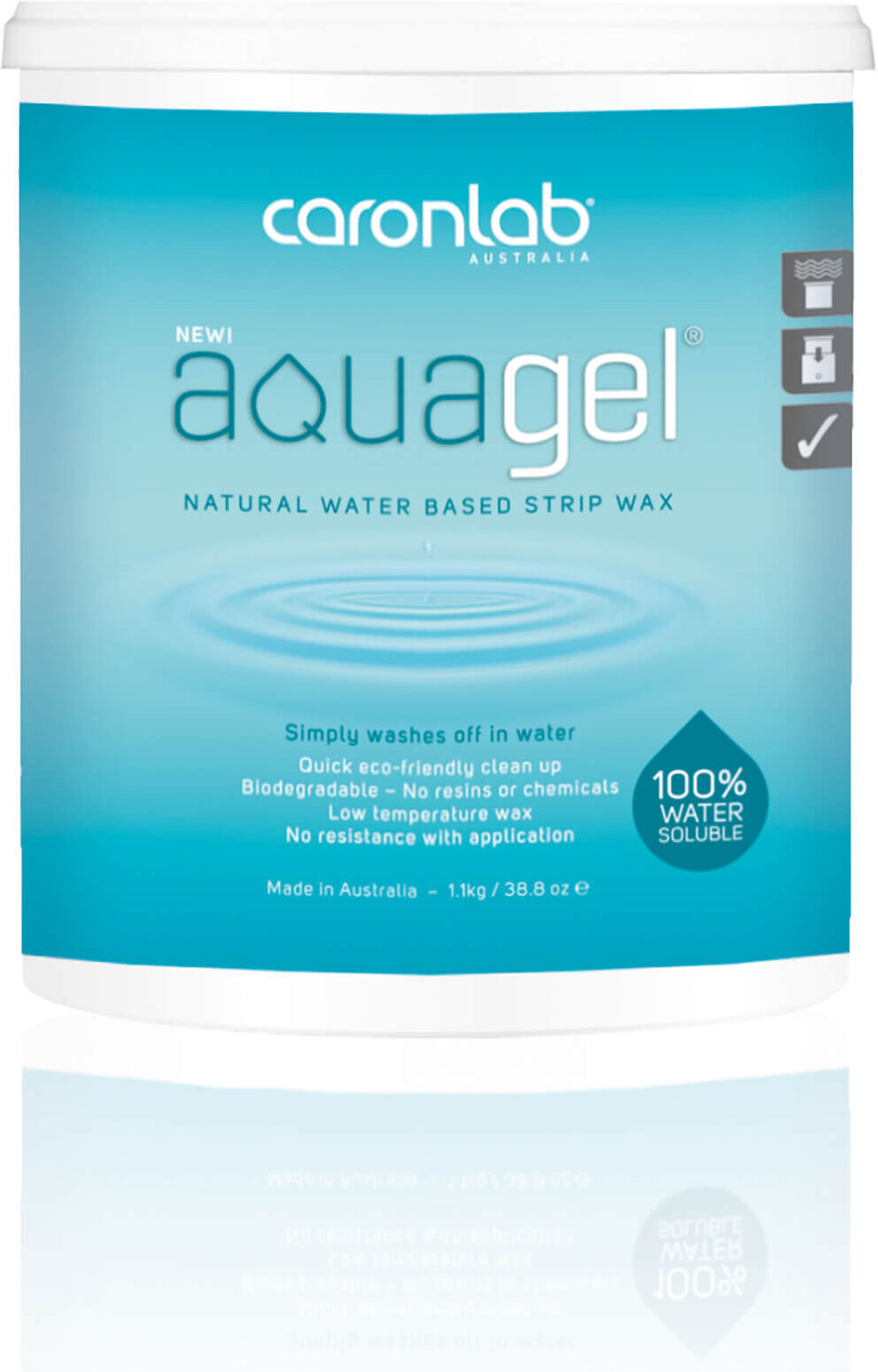 Caronlab Aquagel Natural Water Based Professional Strip Wax 1.1Kg