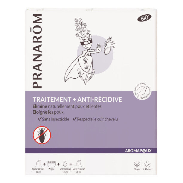 Pranarom Aromapoux Traitement Anti-Poux Bio 3 en 1 + Peigne