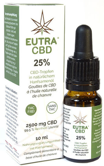 Eutra CBD 25 % Gouttes à l'huile de Chanvre 10ml