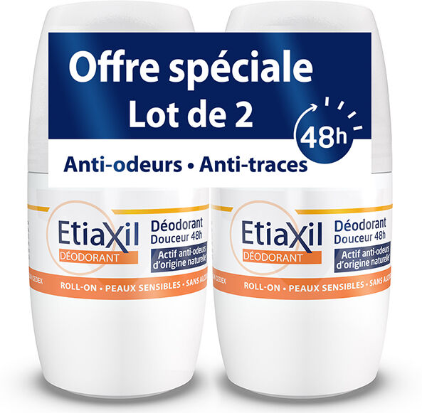 Etiaxil Déodorant Douceur 48h Roll-On Lot de 2 x 50ml