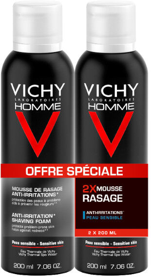 Vichy Homme Mousse à Raser Anti-Irritations Lot de 2 x 200ml