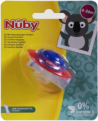 Nuby Sucette Comfort Orthodontic Classic 6-36 mois Bleu et Rouge