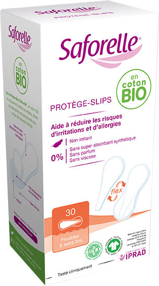 Saforelle Protections Protège-Slips Flex en Coton Bio 30 unités