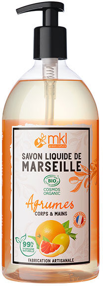 MKL Green Nature Savon Liquide Marseille Agrumes Bio 1L