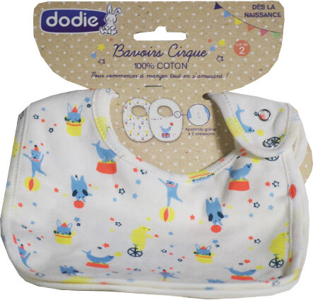 Dodie Accessoire Bavoirs Coton +0m Cirque Lot de 2