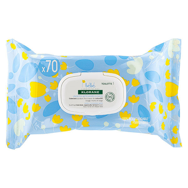 Klorane Bébé Calendula Lingettes Nettoyantes Douces 70 unités