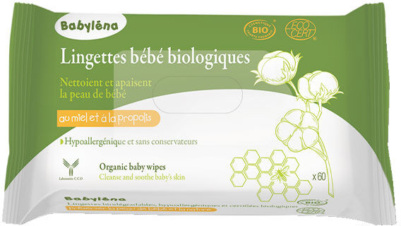 Babylena Lingettes Bébé 100% Coton Biologique 60 unités