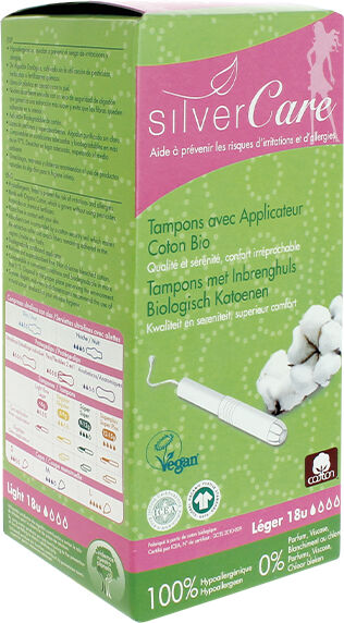 Silvercare Silver Care Tampon en Coton Flux Léger Bio 18 unités