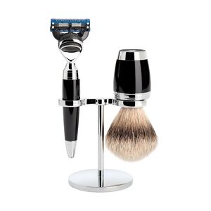 Mühle STYLO 3-teiliges Rasierset, Silberspitz Dachszupf, mit Gillette® FusionTM Rasur