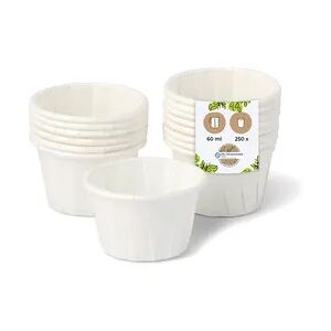 BIOZOYG 250 Stück Mini-Schalen 60ml weiß, Probierbecher, Einwegschälchen Dipschalen Papier für Dips, Saucen, Fingerfood, umweltfreundlich, robust