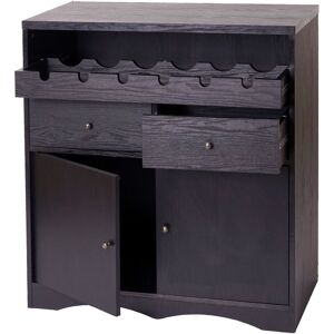 Weinschrank HHG-214, Weinregal Flaschenregal Holzregal, MVG-zertifiziert 89x80x40cm Eiche-schwarz - black