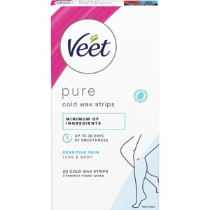 Veet Pure Cold Wax Strips Legs & Body Sensitive Skin 20 Pieces