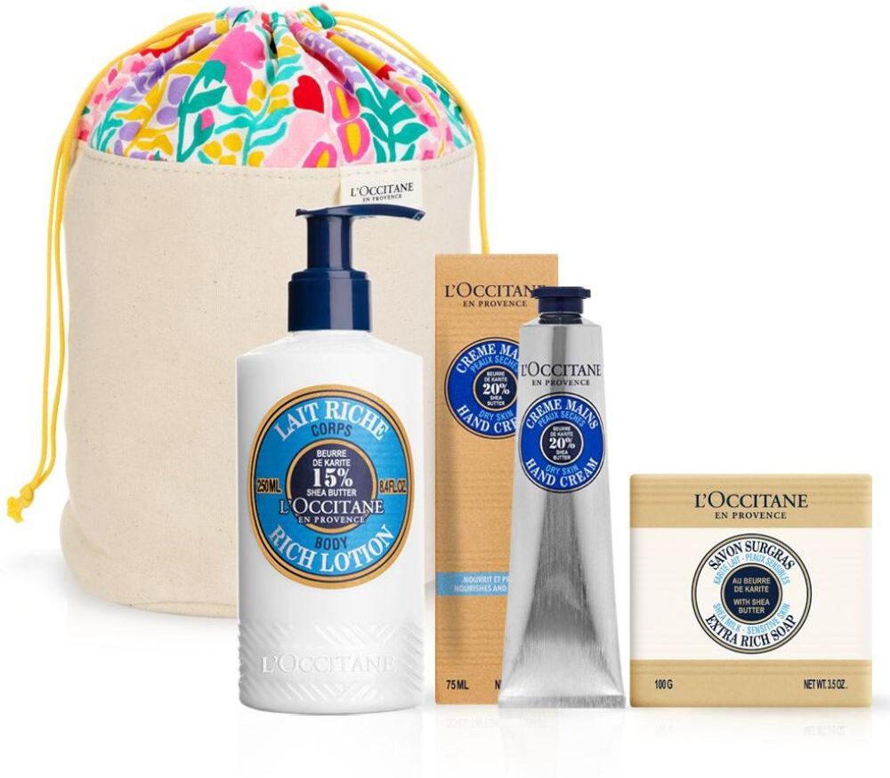 L'Occitane Loción corporal rica en manteca de karitéLoción corporal de manteca de karité 250mL Crema de manos 75mL Jabón 50gr 1&nbsp;un.