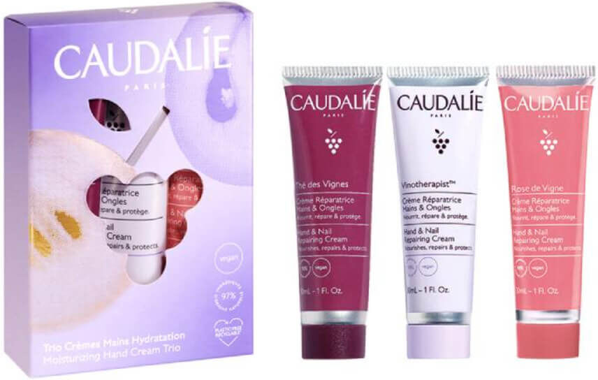 Caudalie Trío Crema de Manos Hidratante y Reparadora