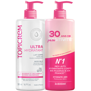 Topicrem Ultra Hydratant Lait Corps Lot de 2 x 500ml - Publicité