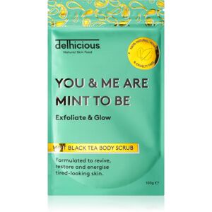 delhicious YOU & ME ARE MINT TO BE MINT BLACK TEA gommage rafraîchissant corps pour peaux sèches avec démangeaisons 100 g