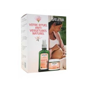 Weleda Coffret Rituel Vergetures Huile & Baume - 250 ml - Boîte 1 pot de 150 ml + 1 flacon-pompe de 100 ml