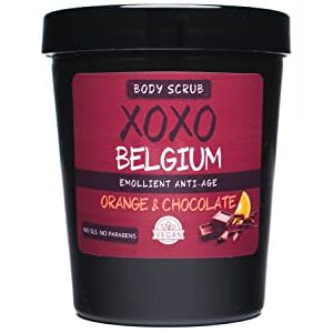 XOXO BEAUTY PRODUCTS XOXO   Gommage corporel exfoliant poils incarnés   Purifiant anti-cellulite   Enrichi en beurre de karité   Vegan NO SLS NO Parabens   Pour tous les types de peau 1 x 250 g (Orange & Chocolat) - Publicité